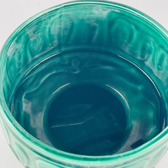 Vintage McCoy Green Pottery Planter Flower Bowl 6 3/4 x 4 5/8” - Picture 2 of 5